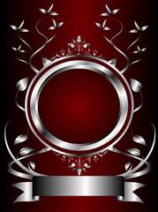 Silver and Red Floral Background Template