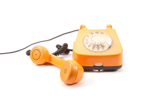Orange retro telephone