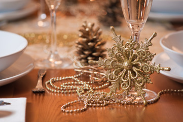 Beautiful gold place setting for Christmas