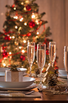 A decorated christmas dining table