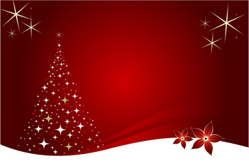 Paysage de No&euml;l rouge et or