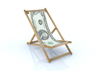 wood beach chair with 100 dollars