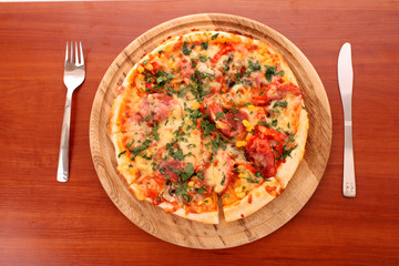 Tasty Italian pizza  on the table