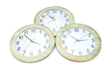 Round clocks isolated on the white background