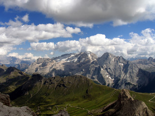 Italy beauty, Dolomites, Marmolada view from Sella