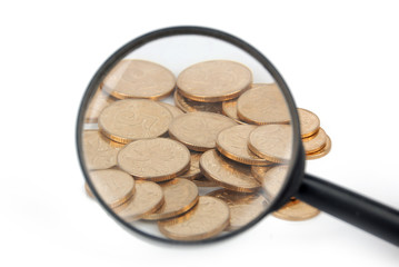 Magnifier and coins