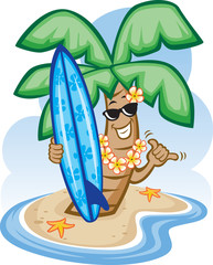 Obraz na płótnie Canvas Palm Tree and Surfboard