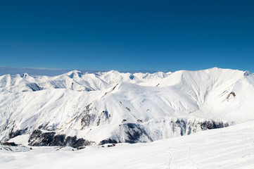 High mountains under snow in the winter