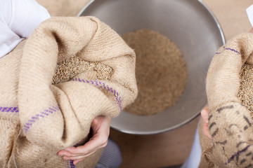 kornsäcke in der mühle