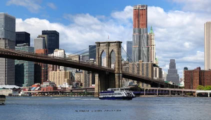 Papier Peint photo Lavable New York Brooklyn Bridge and Manhattan