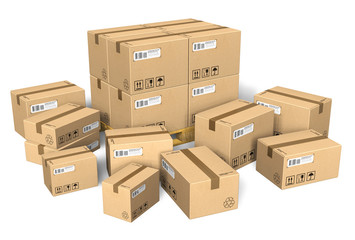 Set of different cardboard boxes