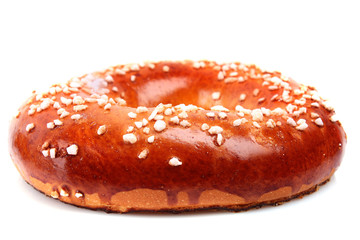 Baked bread roll isolated on white