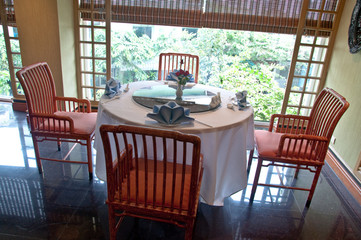 The Dining table in restaurant