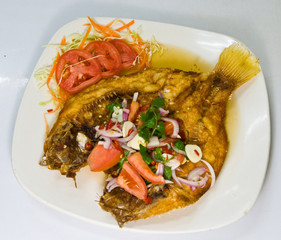 Fried snapper with chili sauce