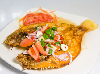 Fried snapper with chili sauce