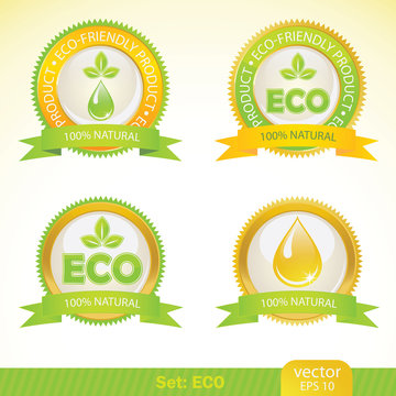 ecology labels, vector illustration