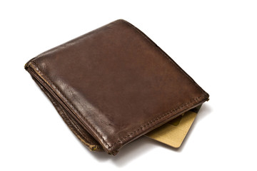 Brown wallet with credit card
