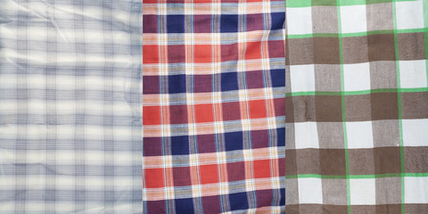 The washed off cotton checkered fabric set