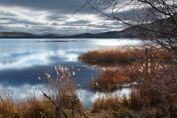 autumn landscape on lake