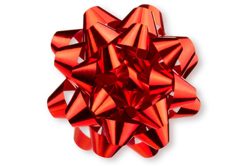 Large glossy red bow