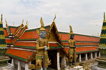 The temple Wat phra kaeo in the Grand palace area, one of the ma