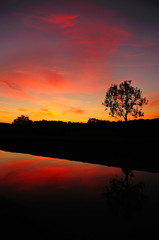 Colorful sunset on a Rver