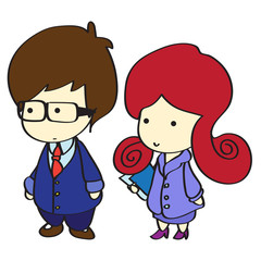 business man and office lady cartoon vector