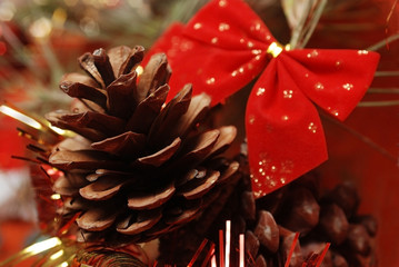 pine cones with decorations