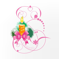 Christmas candle with a pink bow