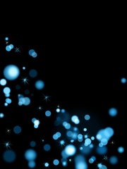 Abstract Black Background with blue lights and shining stars - obrazy, fototapety, plakaty