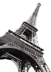 Naklejki  Słynna Wieża Eiffla w Paryżu na białym tle