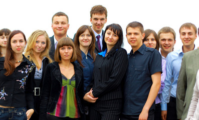 Closeup portrait of a successful business team laughing