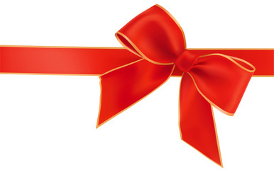 Vector illustration. Gift red bow with ribbons.
