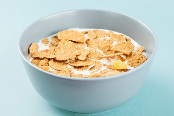 Healthy breakfast - milk with corn flakes