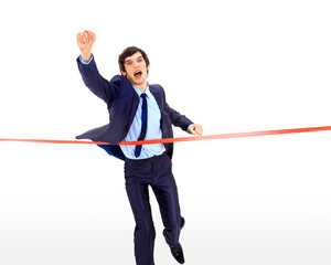 Businesspeople crossing the finish line