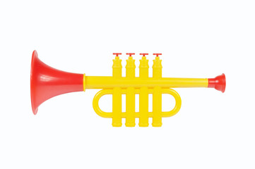 Children trumpet made of colored plastic