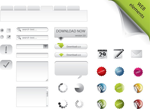 Web elements, forms, buttons and badges