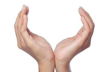 Hands forms care symbol isolated on white background