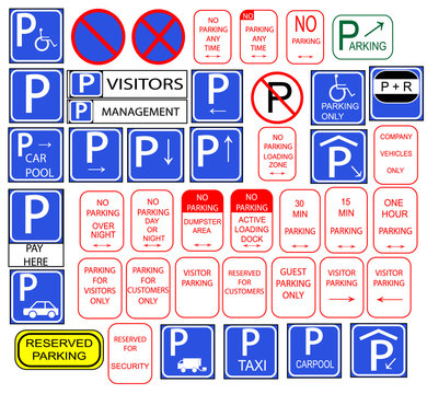 Several parking signs