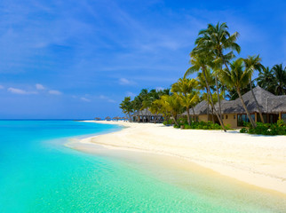 Beach bungalows on a tropical island