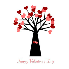 Valentines Day Tree with Red and Pink Hearts