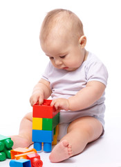 Little boy with building bricks