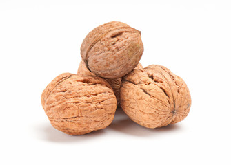 walnut on white background