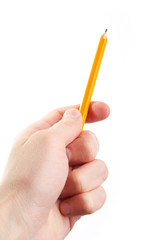 Hand hold a pencil