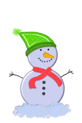 Friendly snowman, isolated