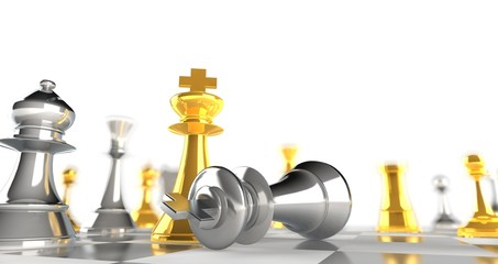 A king chess piece defeating another