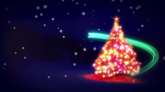 Christmas tree with falling snow