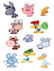 collection of baby farm animals
