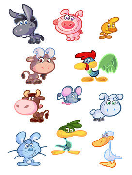 collection of baby farm animals