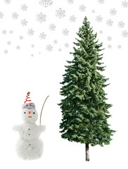 snowman and pine